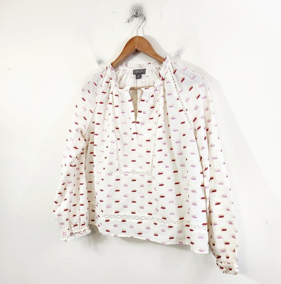 J. Crew White and Pink Patterned Blouse - Picture 2 of 8